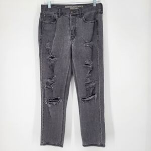 American Eagle Vintage Hi Rise Distressed Denim Black Jeans Size 6